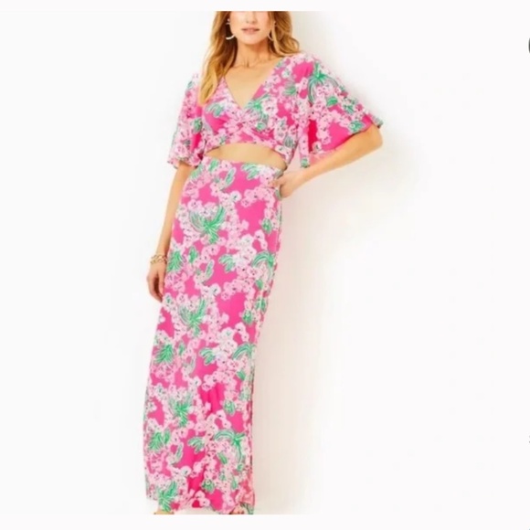 NWT Lilly Pulitzer Minka Maxi 2 Piece Set in Roxie Pink Floral SIZE S - Picture 5 of 9